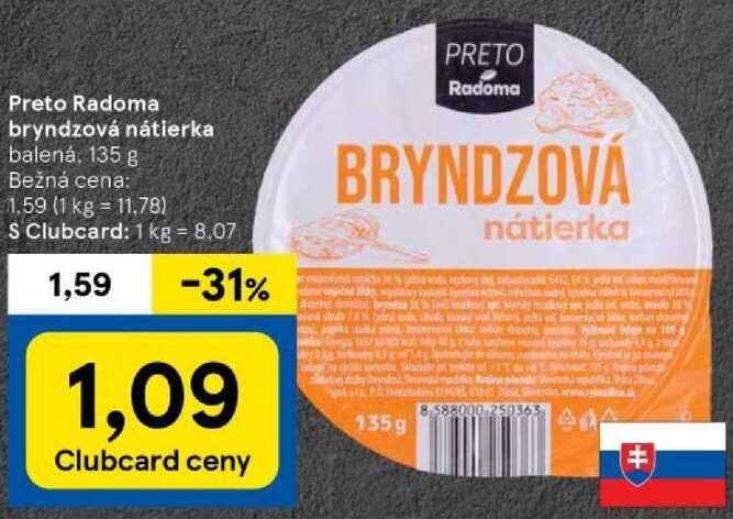 Preto Radoma bryndzová nátierka, 135 g 