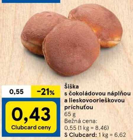 Šiška s čokoládovou náplňou a lieskovoorieškovou príchuťou, 65 g