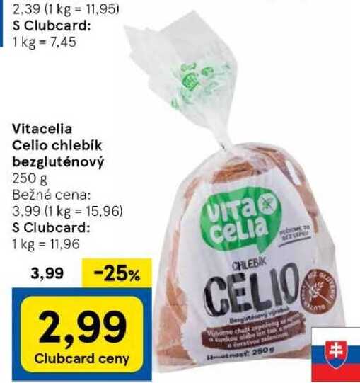 Vitacelia Celio chlebík bezgluténový, 250 g 