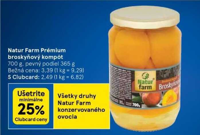 Natur Farm Prémium broskyňový kompót, 700 g