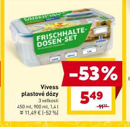 Vivess plastové dózy 3 veľkosti 450 ml, 900 ml, 1,4 L 