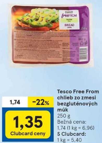 Tesco Free From chlieb zo zmesi bezgluténových múk, 250 g