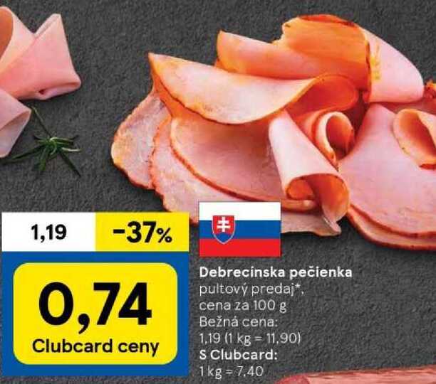 Debrecinska pečienka, cena za 100 g 