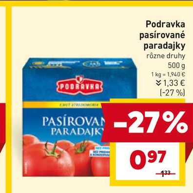 Podravka pasírované paradajky rôzne druhy 500 g