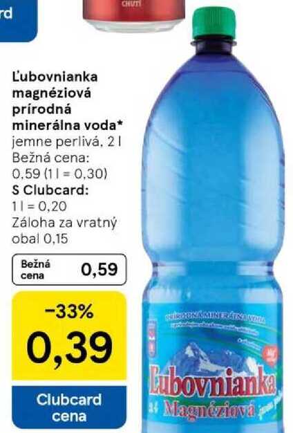 Ľubovnianka magnéziová prírodná minerálna voda, 2 l