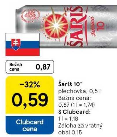 Šariš 10°, 0,5 l