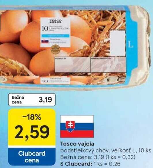 Tesco vajcia veľkosť L, 10 ks 