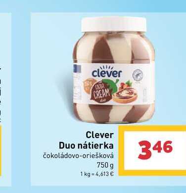 Clever Duo nátierka čokoládovo-oriešková 750 g 