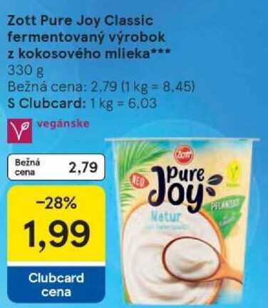 Zott Pure Joy Classic fermentovaný výrobok z kokosového mlieka, 330 g 