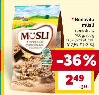 Bonavita müsli rôzne druhy 700 g/750 g