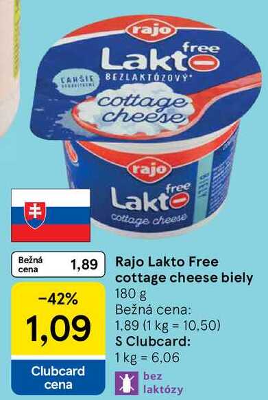 Rajo Lakto Free cottage cheese biely, 180 g