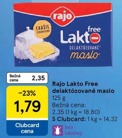 Rajo Lakto Free delaktózované maslo, 125 g