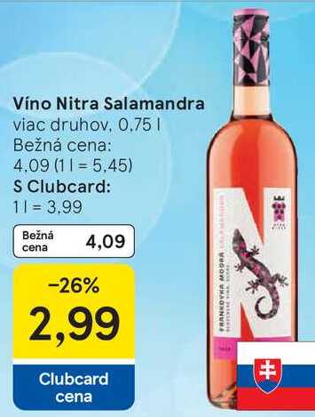 Víno Nitra Salamandra, 0,75 l v akcii