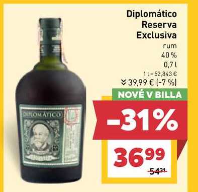 Diplomático Reserva Exclusiva rum 40% 0,7l