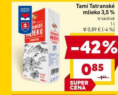 Tami Tatranské mlieko 3,5% trvanlivé 1l