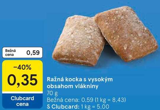 Ražná kocka s vysokým obsahom vlákniny, 70 g