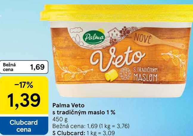 Palma Veto s tradičným maslo 1%, 450 g