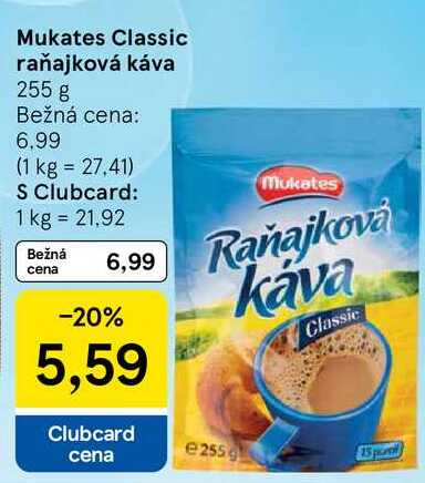 Mukates Classic raňajková káva, 255 g 