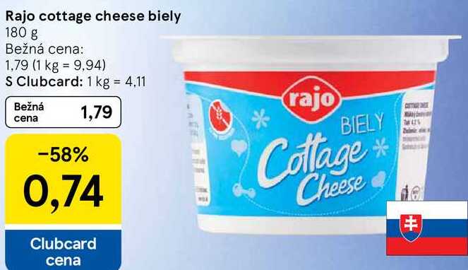 Rajo cottage cheese biely, 180 g