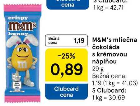 M&M's mliečna čokoláda s krémovou náplňou, 29 g