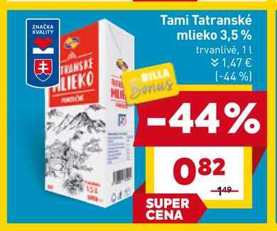 Tami Tatranské mlieko 3,5% trvanlivé, 1l