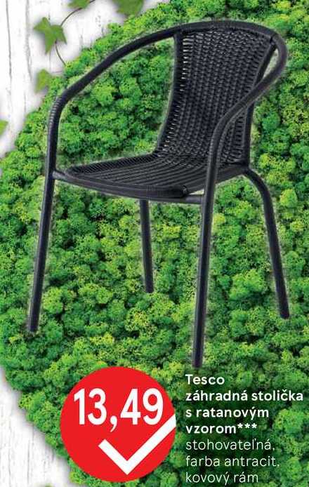 Tesco záhradná stolička s ratanovým vzorom