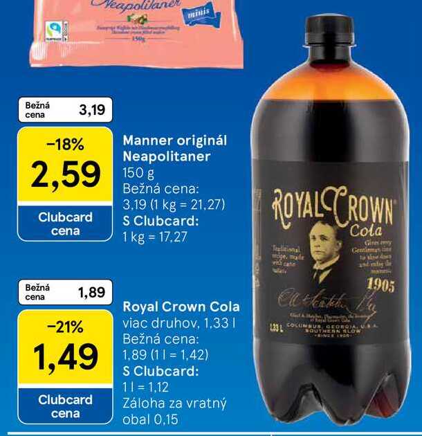 Royal Crown Cola, 1,33 l v akcii