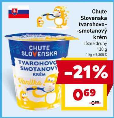 Chute Slovenska tvarohovo-smotanový krém rôzne druhy 130 g 