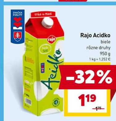 Rajo Acidko biele 950g