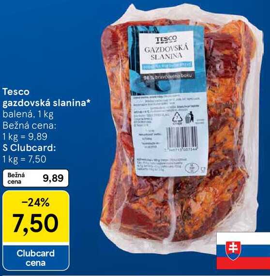 Tesco gazdovská slanina, 1 kg
