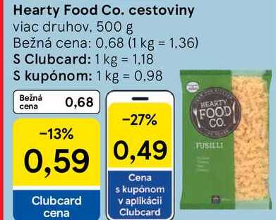 Hearty Food Co. cestoviny, 500 g