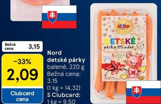 Nord detské párky, 220 g