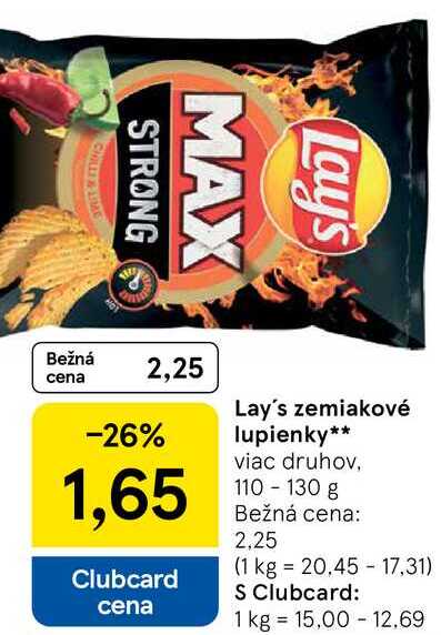 Lay's zemiakové lupienky, 110-130 g