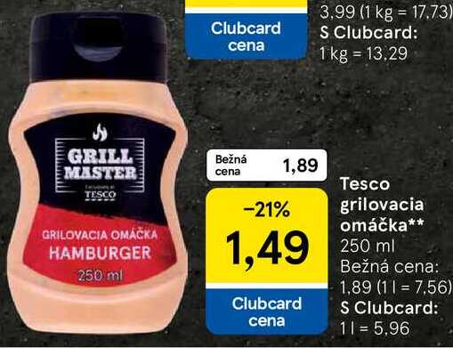 Tesco grilovacia omáčka, 250 ml