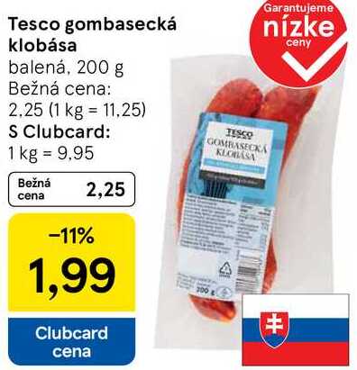 Tesco gombasecká klobása, 200 g 