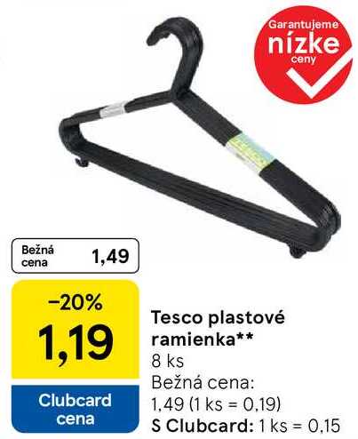 Tesco plastové ramienka, 8 ks 