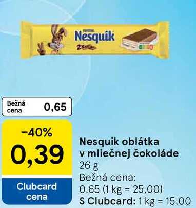 Nesquik oblátka v mliečnej čokoláde, 26 g