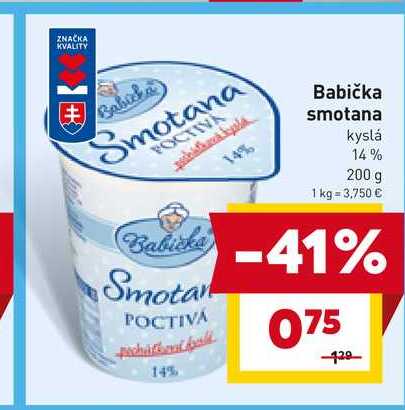 Babička smotana kyslá 14% 200 g