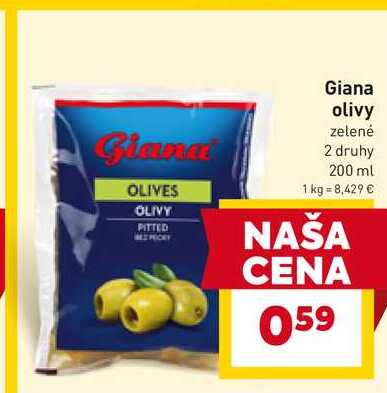 Giana olivy zelené 2 druhy 200 ml 