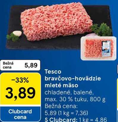 Tesco bravčovo-hovädzie mleté mäso, 800 g