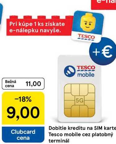 Dobitie kreditu na SIM karte Tesco mobile cez platobný terminál 