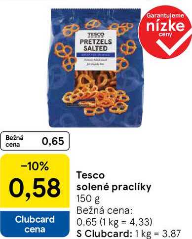 Tesco solené praclíky, 150 g