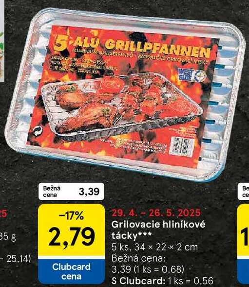Grilovacie hliníkové tácky, 5 ks
