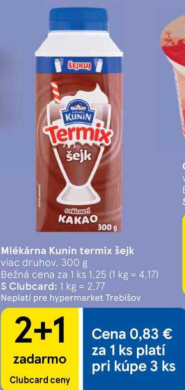 Mlékárna Kunín termix šejk, 300 g 