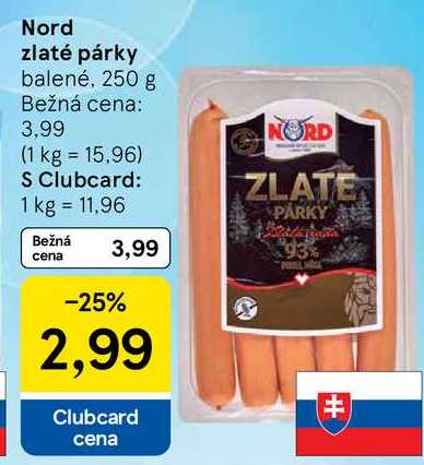 Nord zlaté párky, 250 g 