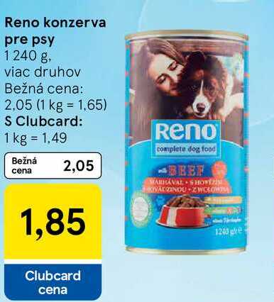 Reno konzerva pre psy, 1240 g