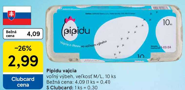 Pipidu vajcia, 10 ks 