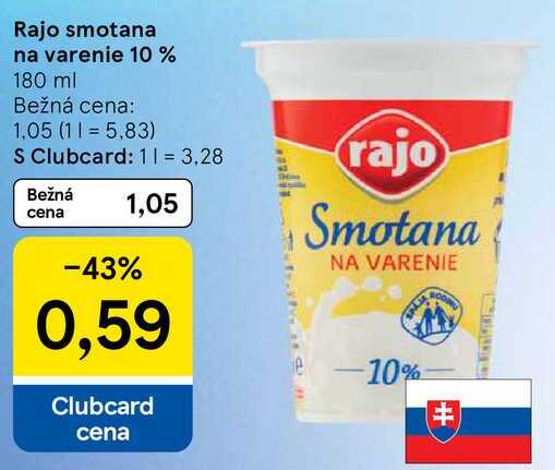 Rajo smotana na varenie 10 %, 180 ml 