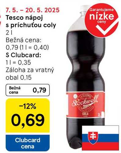 Tesco nápoj s príchuťou coly, 2 l