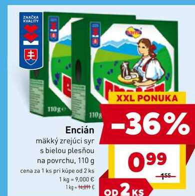 Encián mäkký zrejúci syr s bielou plesňou na povrchu, 110 g 